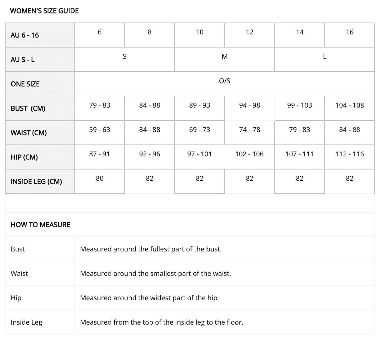 Size Guide | Fresh Soul