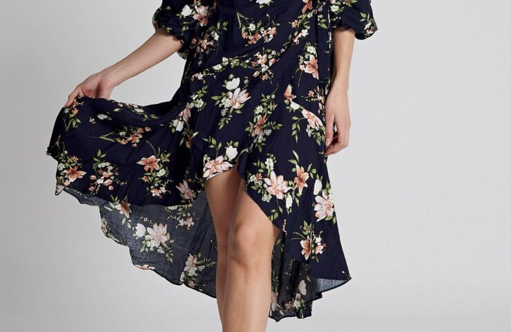 Ladies Dress Colour is Navy Floral Print