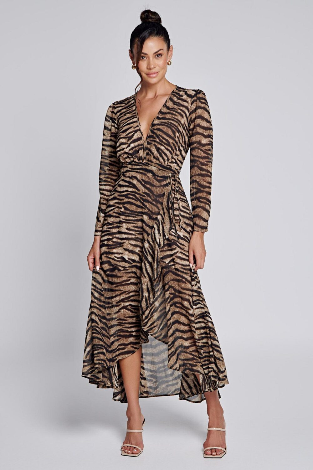 Ladies Dress Colour is Brown Zebra Print