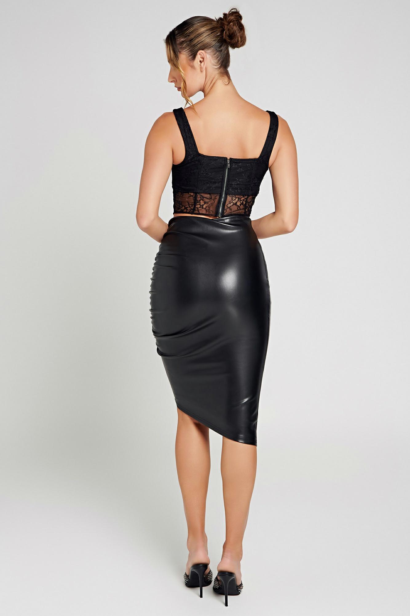 Black leather clearance pencil skirt sale