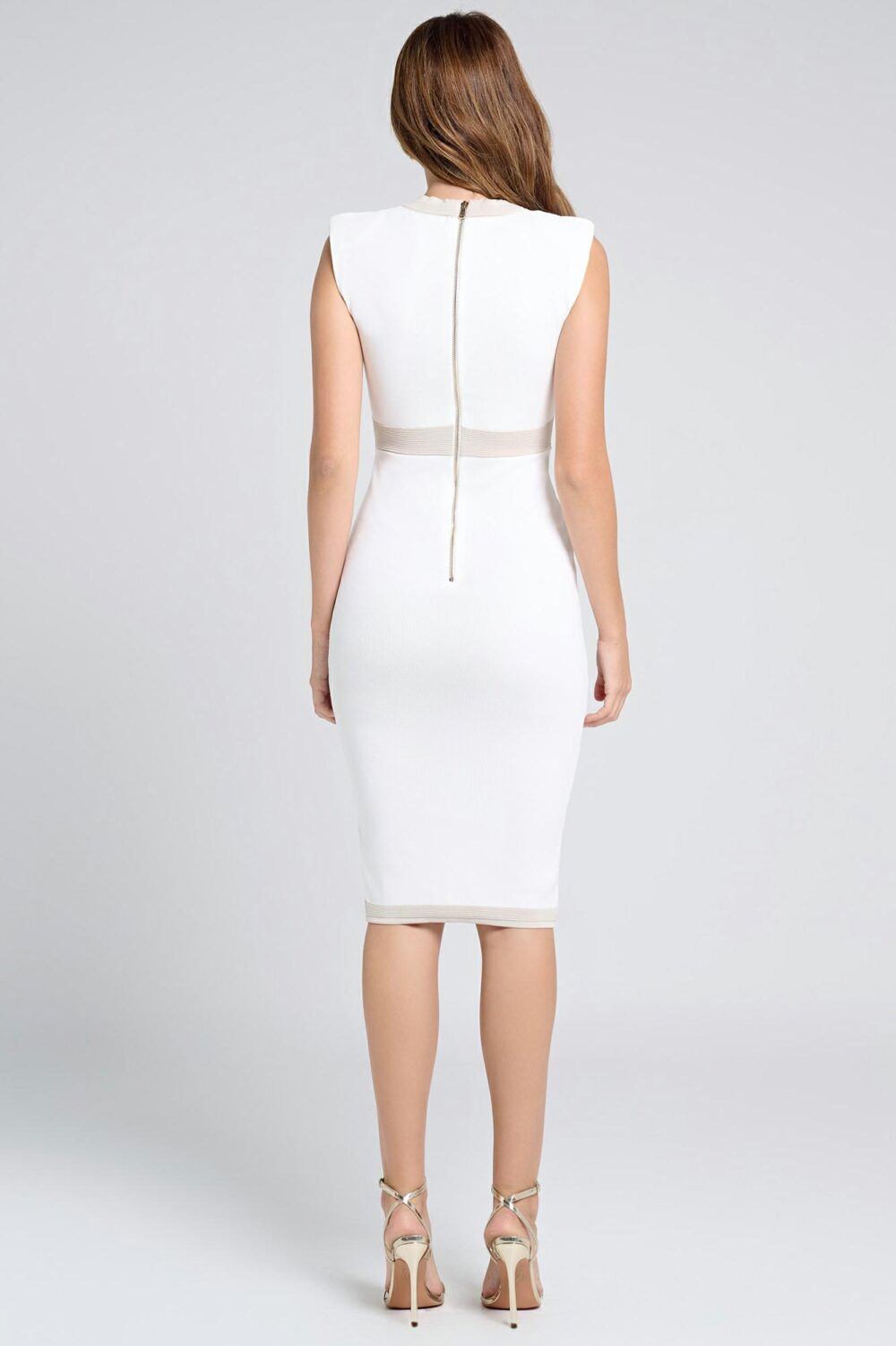 Ladies Dress Colour is White/nude Contrast