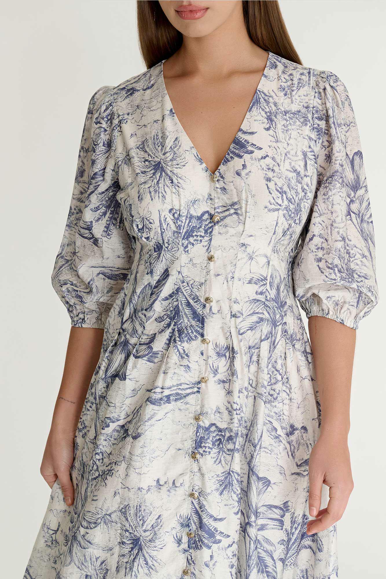 Navy Toile Print